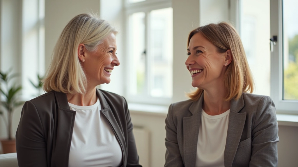 Dois adultos em conversa de coaching